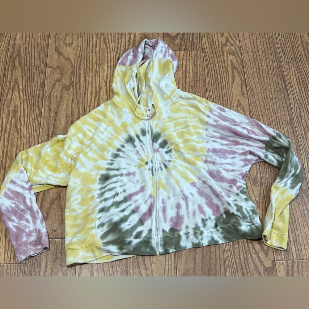 Old Navy Yellow and Pink Tie-Dye Utility Jacket